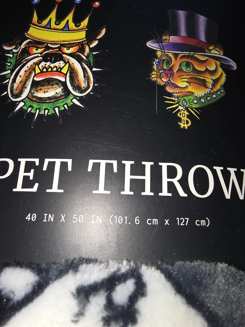 Ed Hardy Black Throw with Colorful Graphics, 50